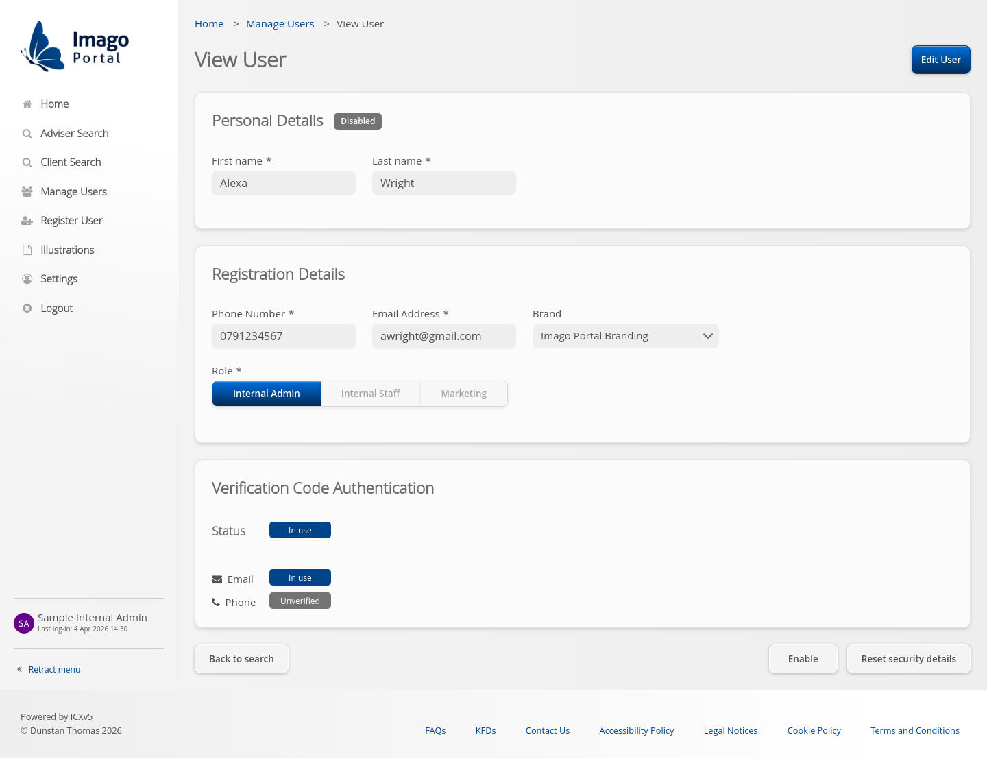 Role-InternalAdmin > 04 View User